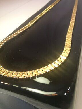 Gold Tone Watch Band Link Chain Necklace, 24.5 Inch Flat Presidential Link Unise